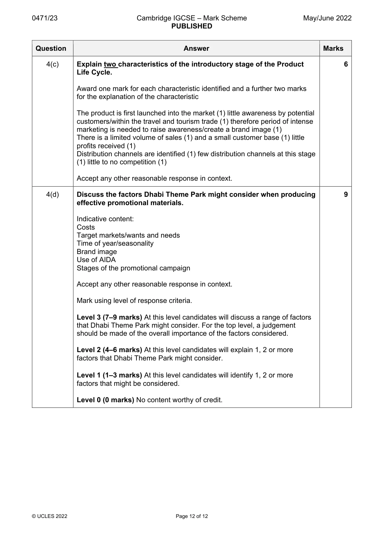 Mark scheme, page 12 of 12