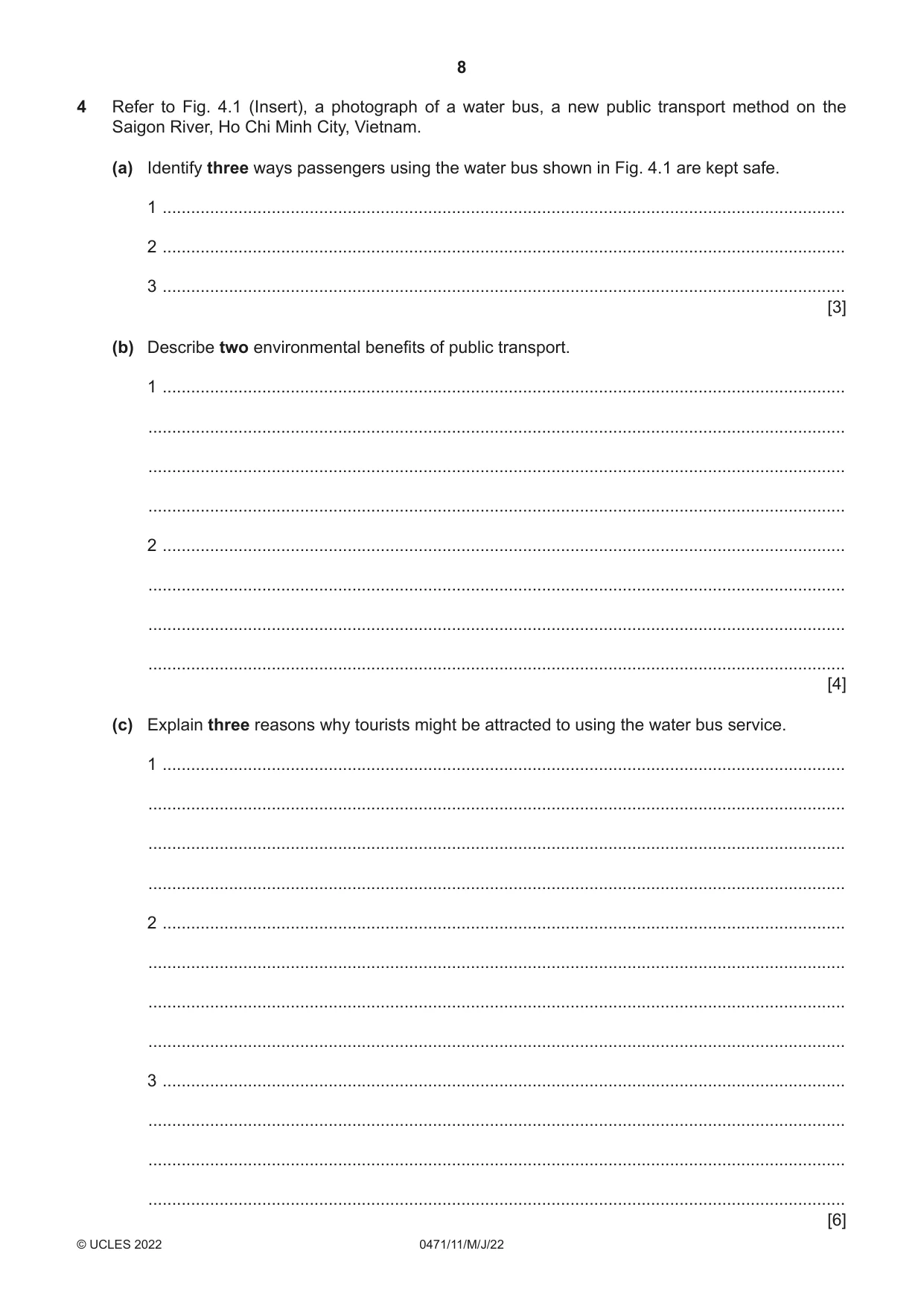 Cambridge IGCSE Travel and Tourism 0471 2022 May/June Paper 1 · Variant 1 question paper, page 8 of 12