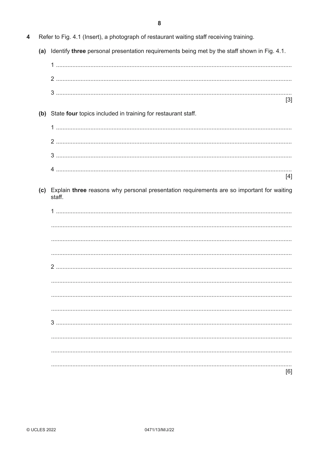 Cambridge IGCSE Travel and Tourism 0471 2022 May/June Paper 1 · Variant 3 question paper, page 8 of 12
