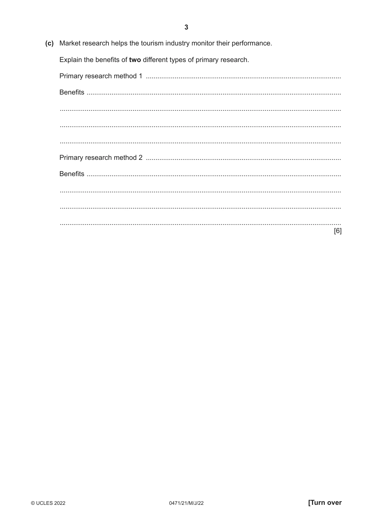 Cambridge IGCSE Travel and Tourism 0471 2022 May/June Paper 2 · Variant 1 question paper, page 3 of 16