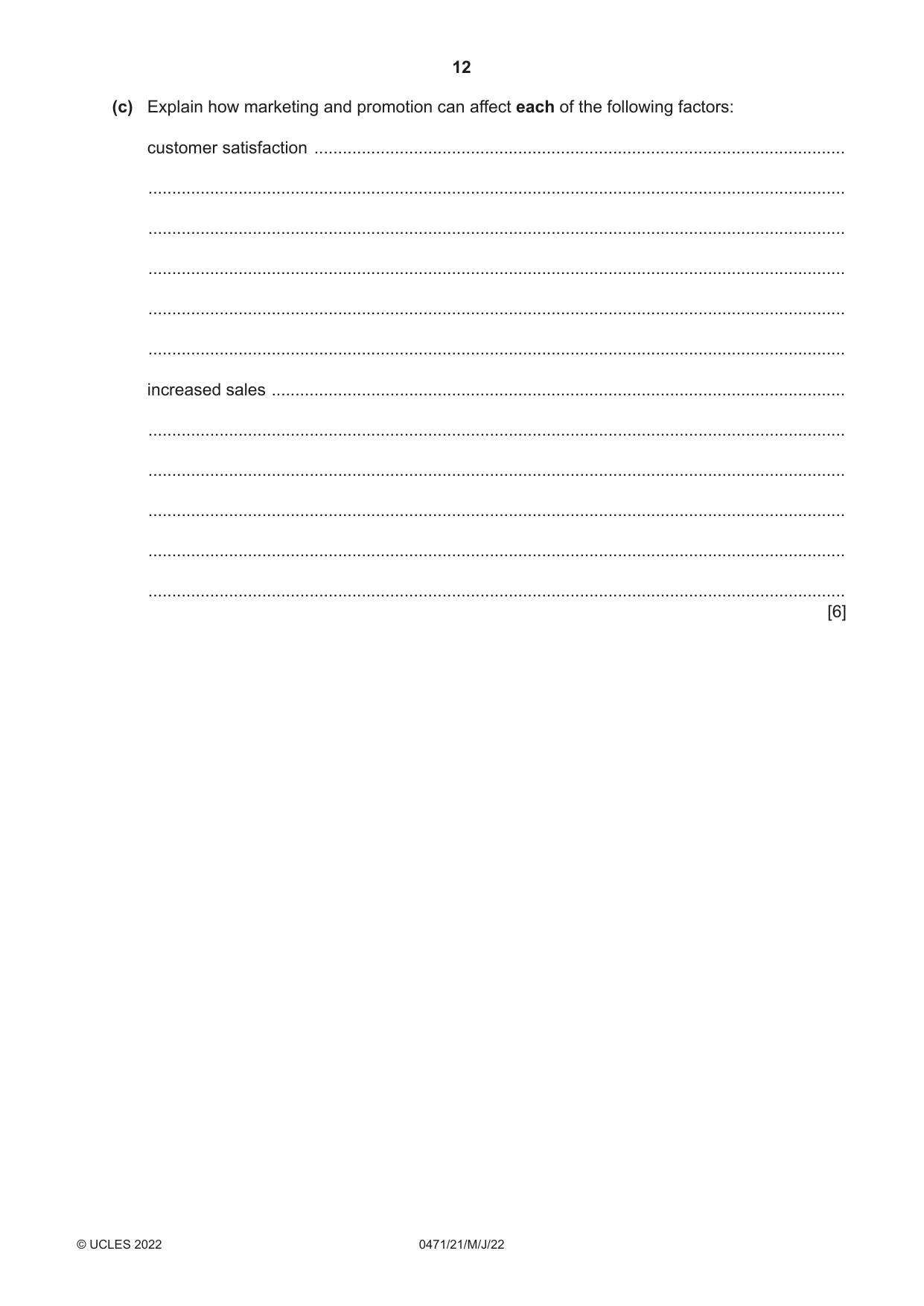 Cambridge IGCSE Travel and Tourism 0471 2022 May/June Paper 2 · Variant 1 question paper, page 12 of 16