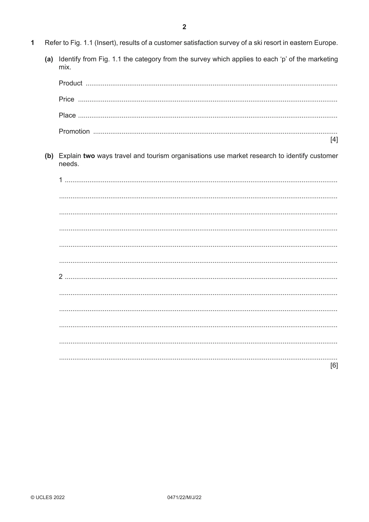Cambridge IGCSE Travel and Tourism 0471 2022 May/June Paper 2 · Variant 2 question paper, page 2 of 16
