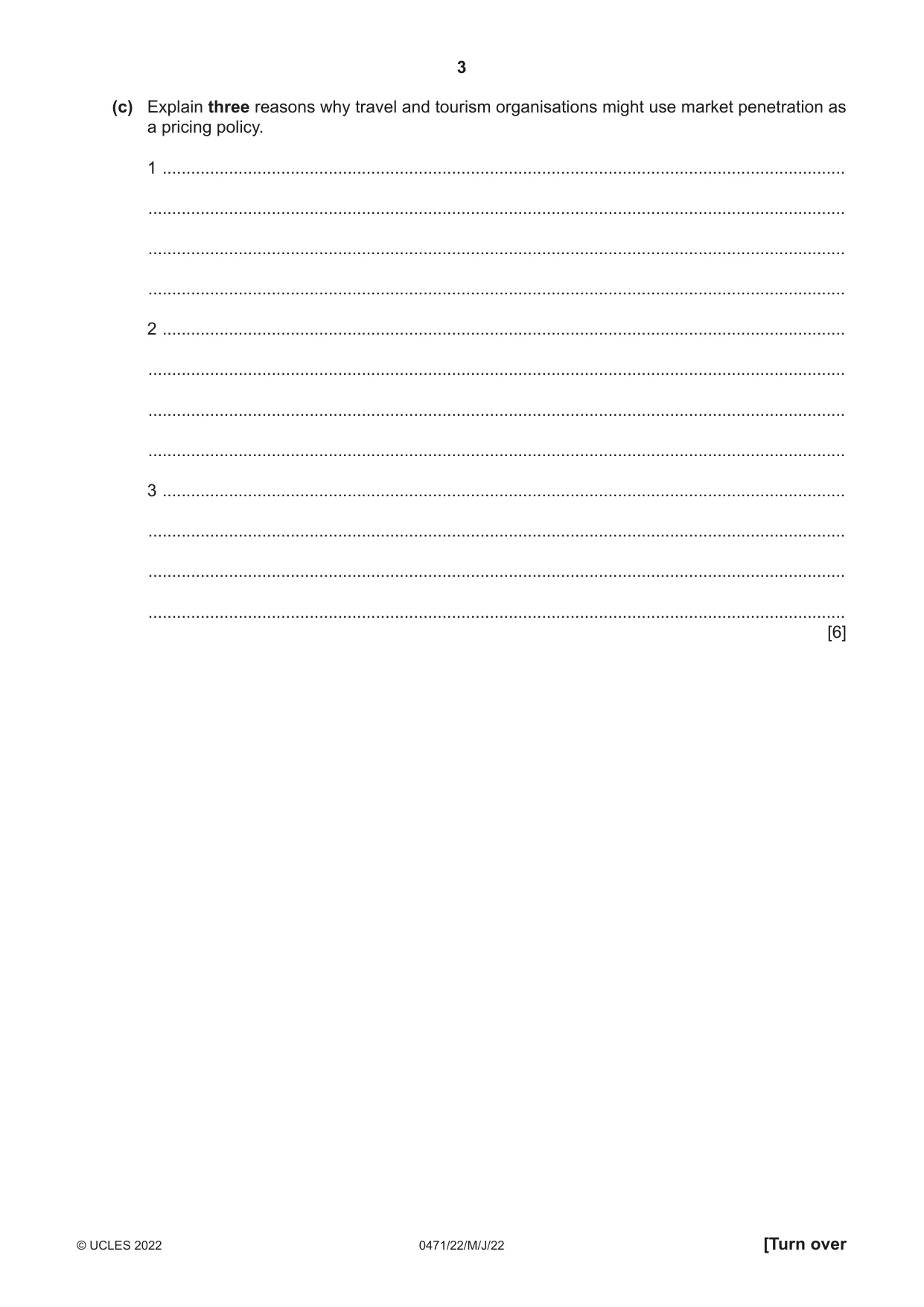 Cambridge IGCSE Travel and Tourism 0471 2022 May/June Paper 2 · Variant 2 question paper, page 3 of 16