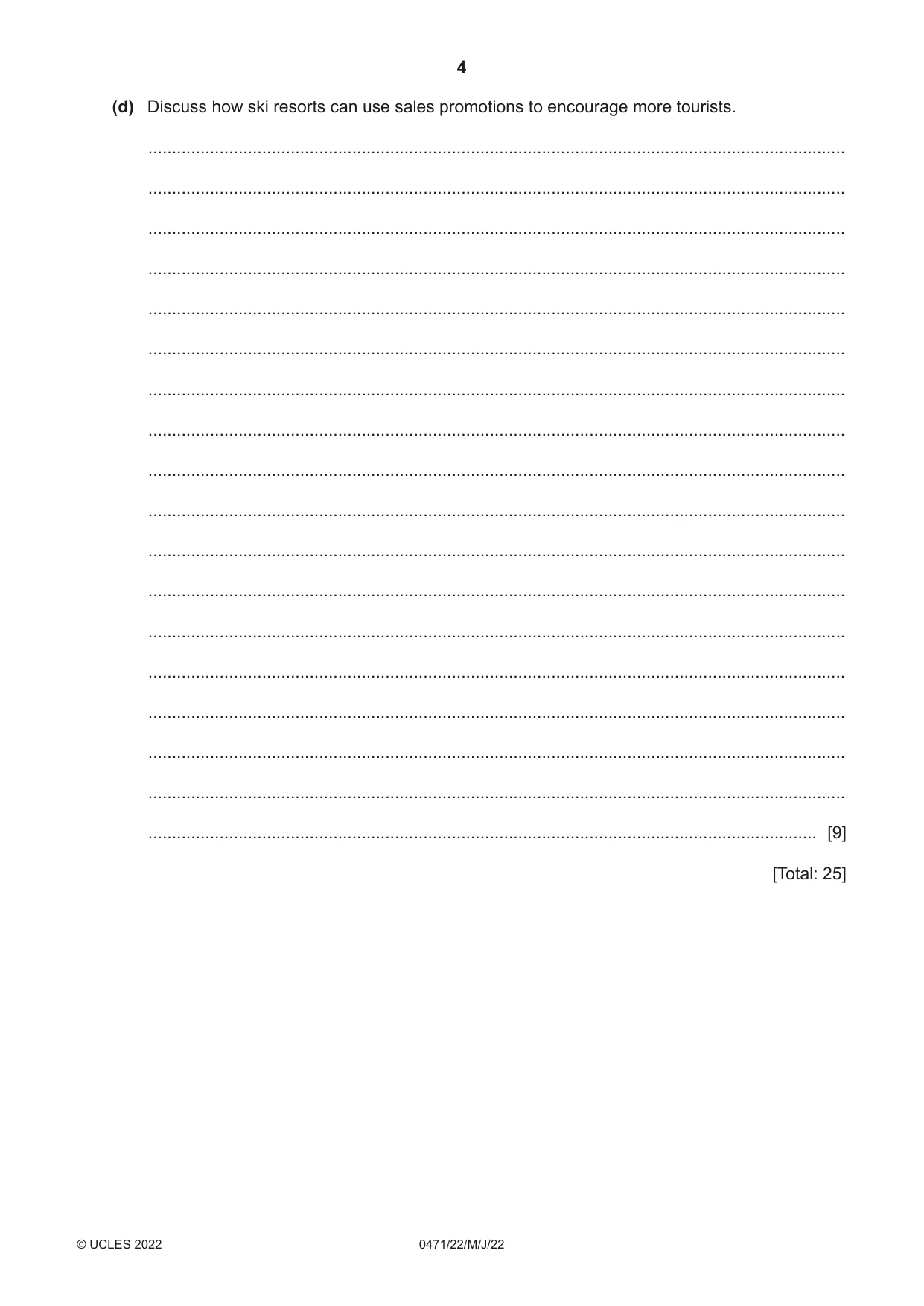 Cambridge IGCSE Travel and Tourism 0471 2022 May/June Paper 2 · Variant 2 question paper, page 4 of 16