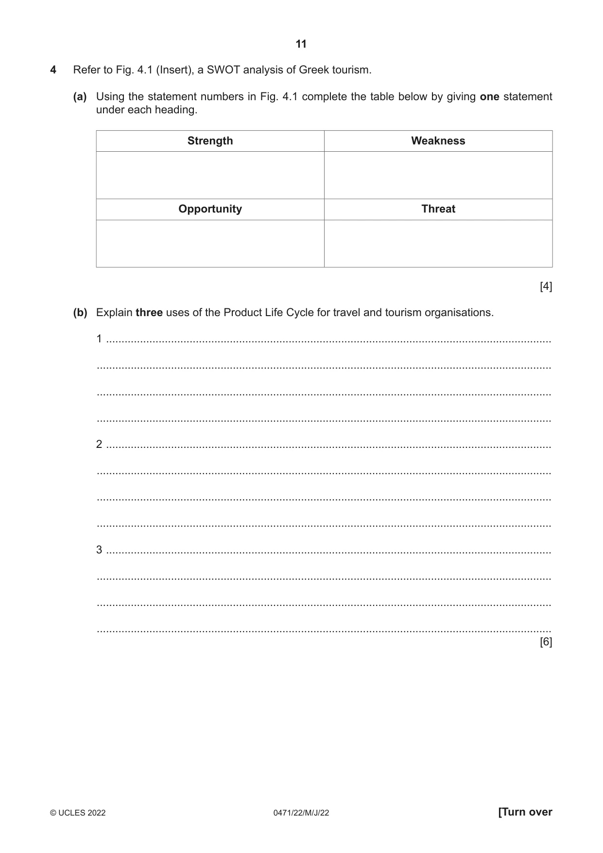 Cambridge IGCSE Travel and Tourism 0471 2022 May/June Paper 2 · Variant 2 question paper, page 11 of 16