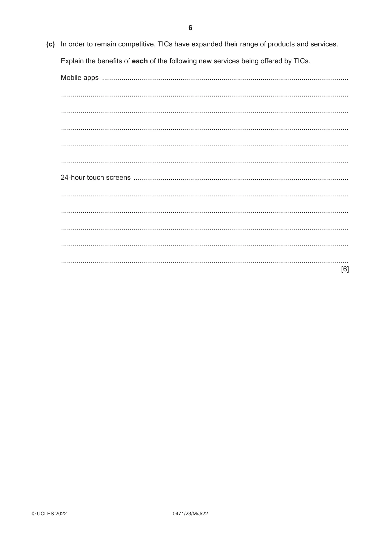 Cambridge IGCSE Travel and Tourism 0471 2022 May/June Paper 2 · Variant 3 question paper, page 6 of 16