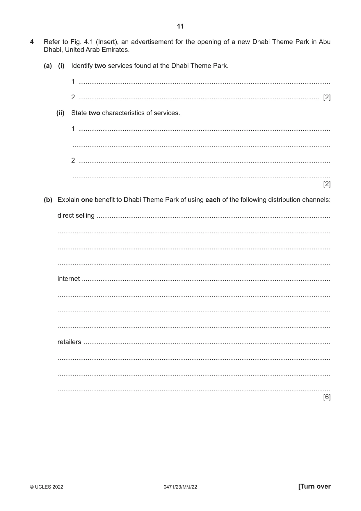 Cambridge IGCSE Travel and Tourism 0471 2022 May/June Paper 2 · Variant 3 question paper, page 11 of 16
