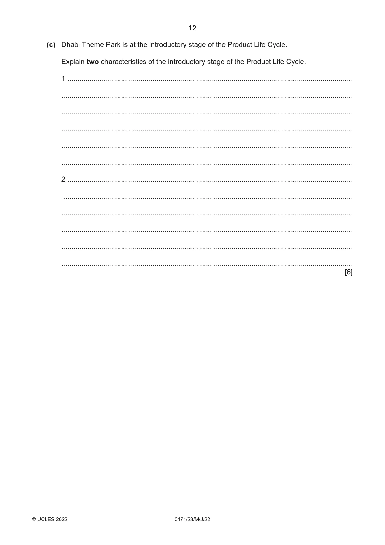 Cambridge IGCSE Travel and Tourism 0471 2022 May/June Paper 2 · Variant 3 question paper, page 12 of 16