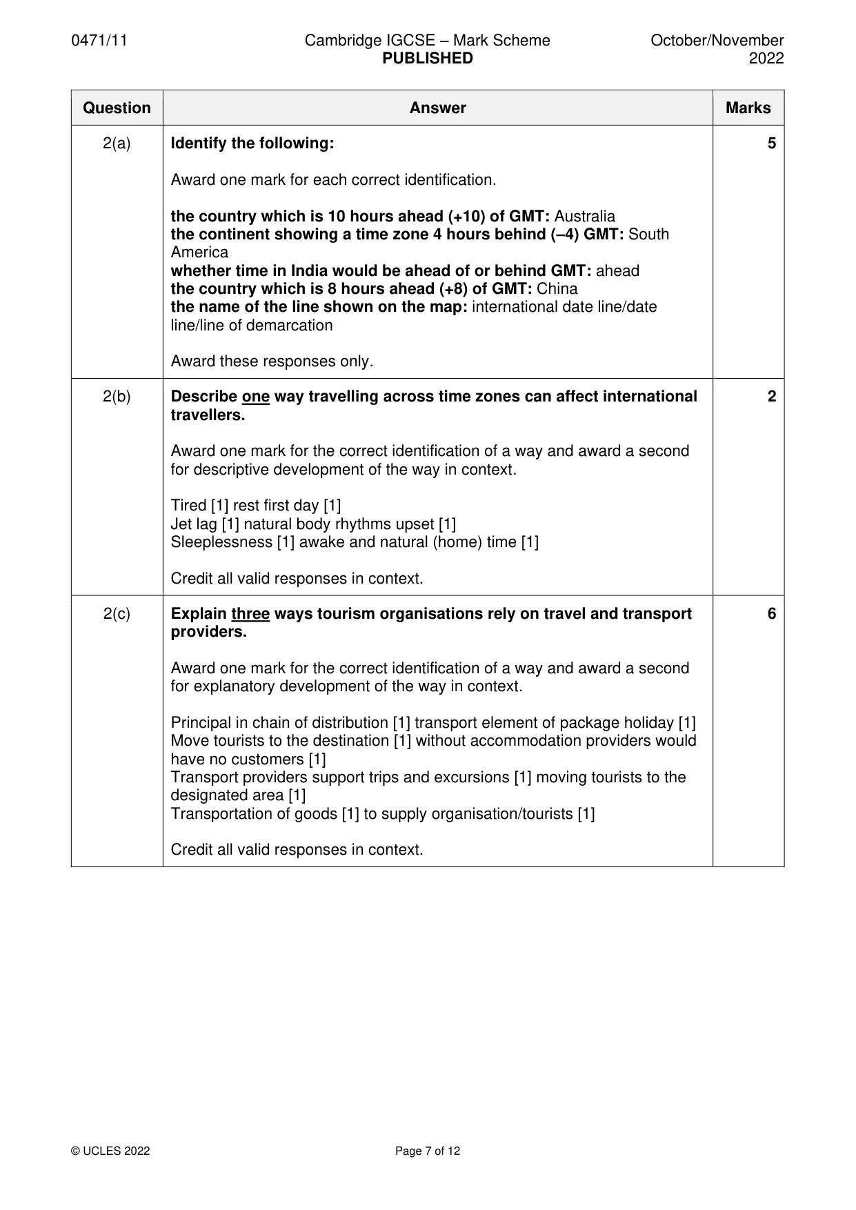 Mark scheme, page 7 of 12