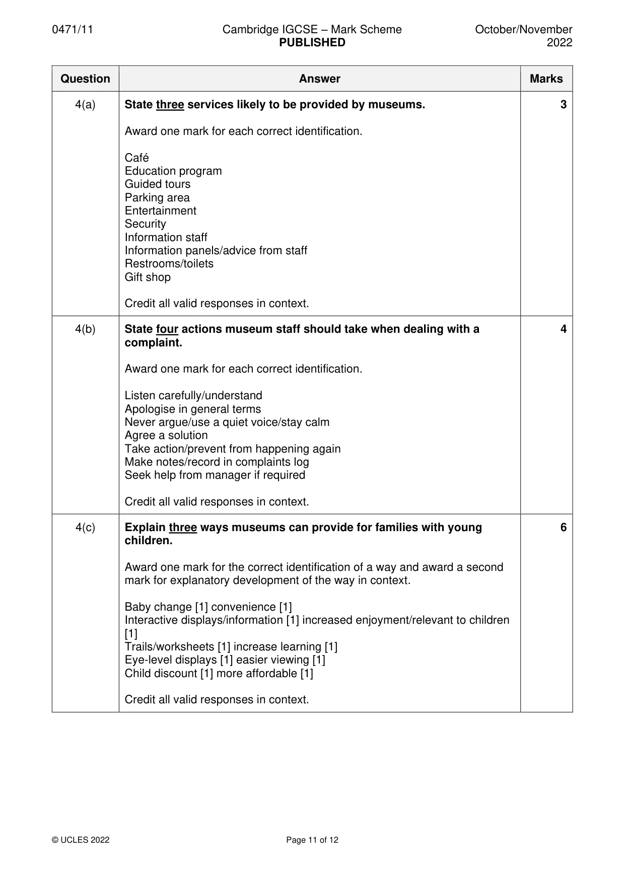 Mark scheme, page 11 of 12