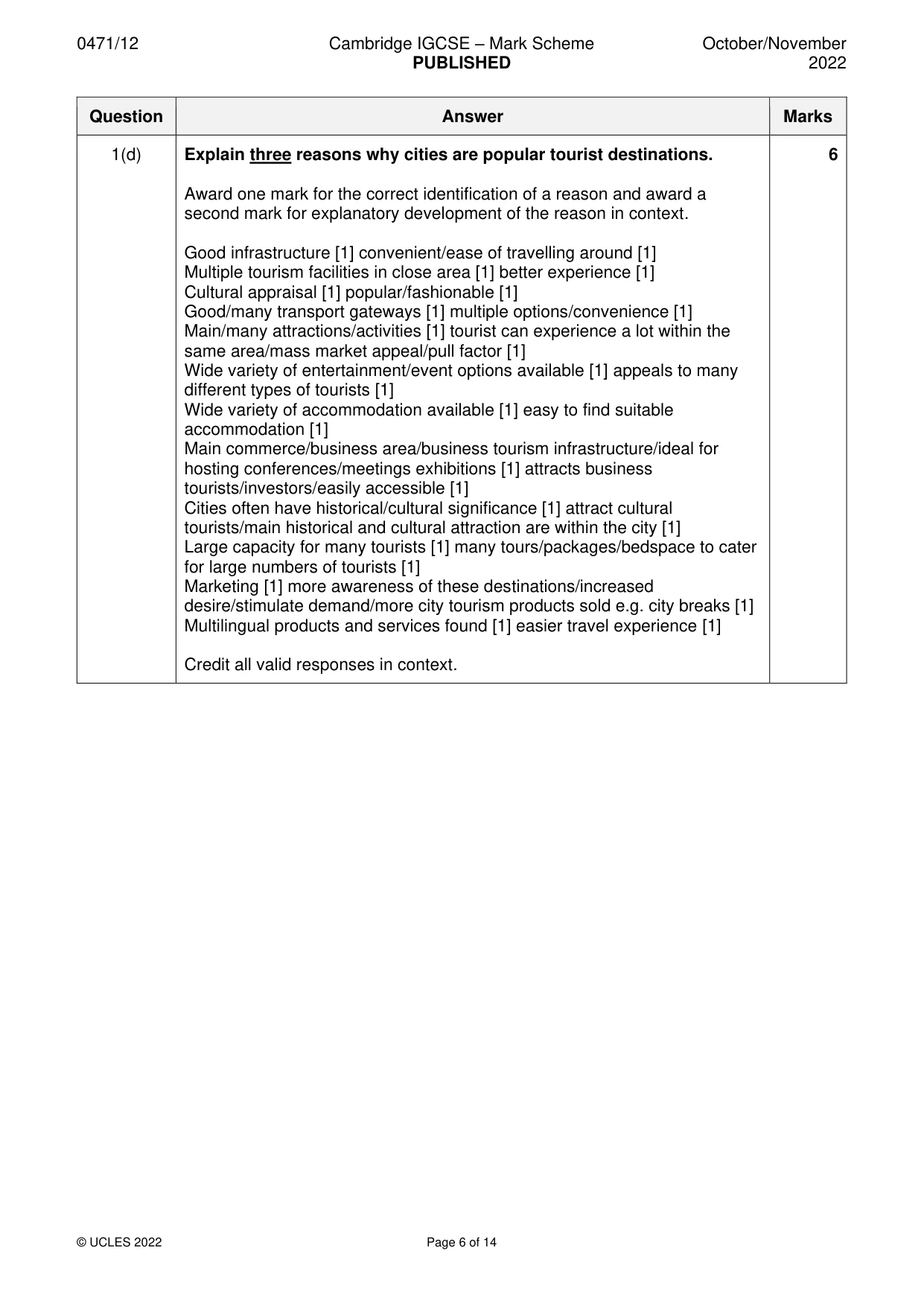 Mark scheme, page 6 of 14