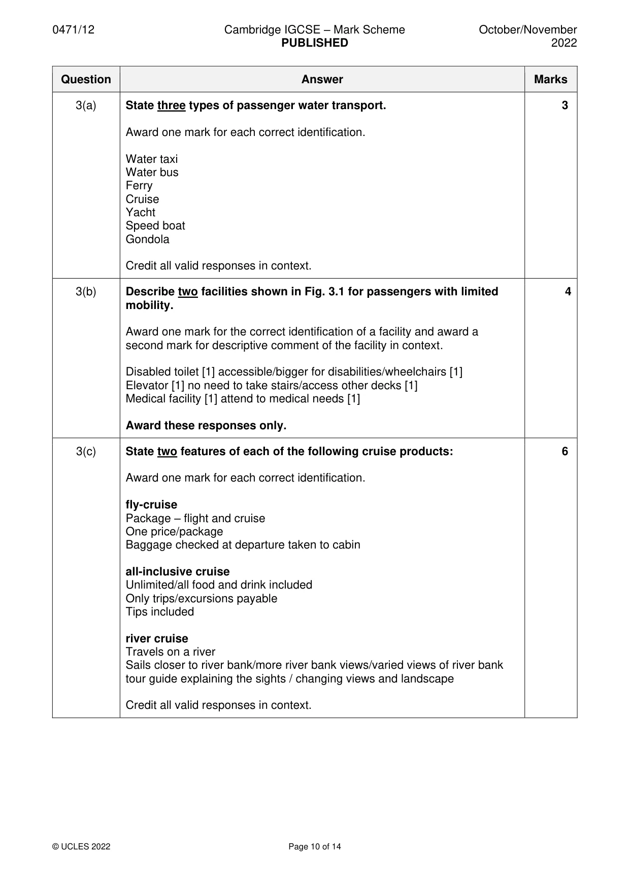 Mark scheme, page 10 of 14