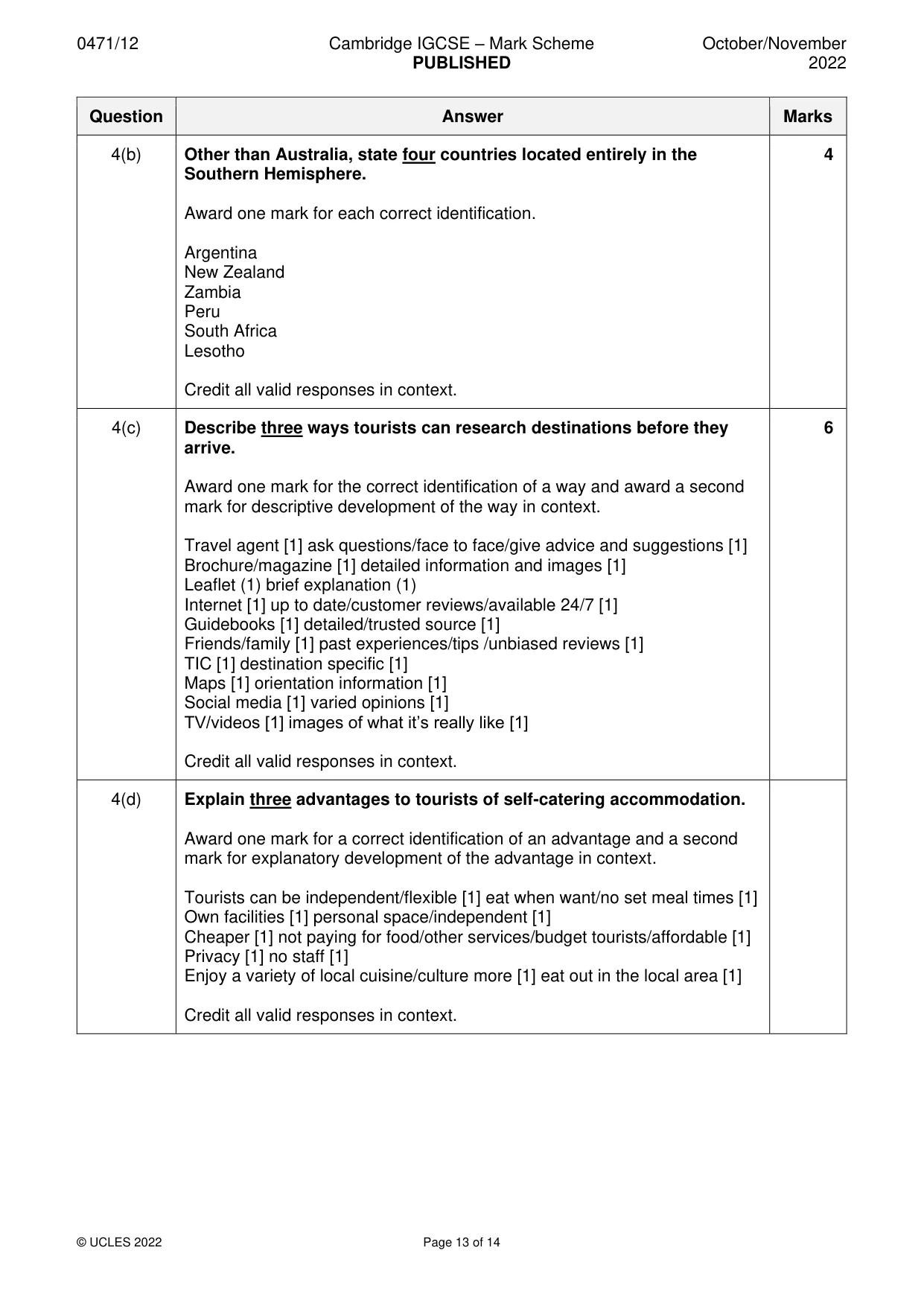 Mark scheme, page 13 of 14