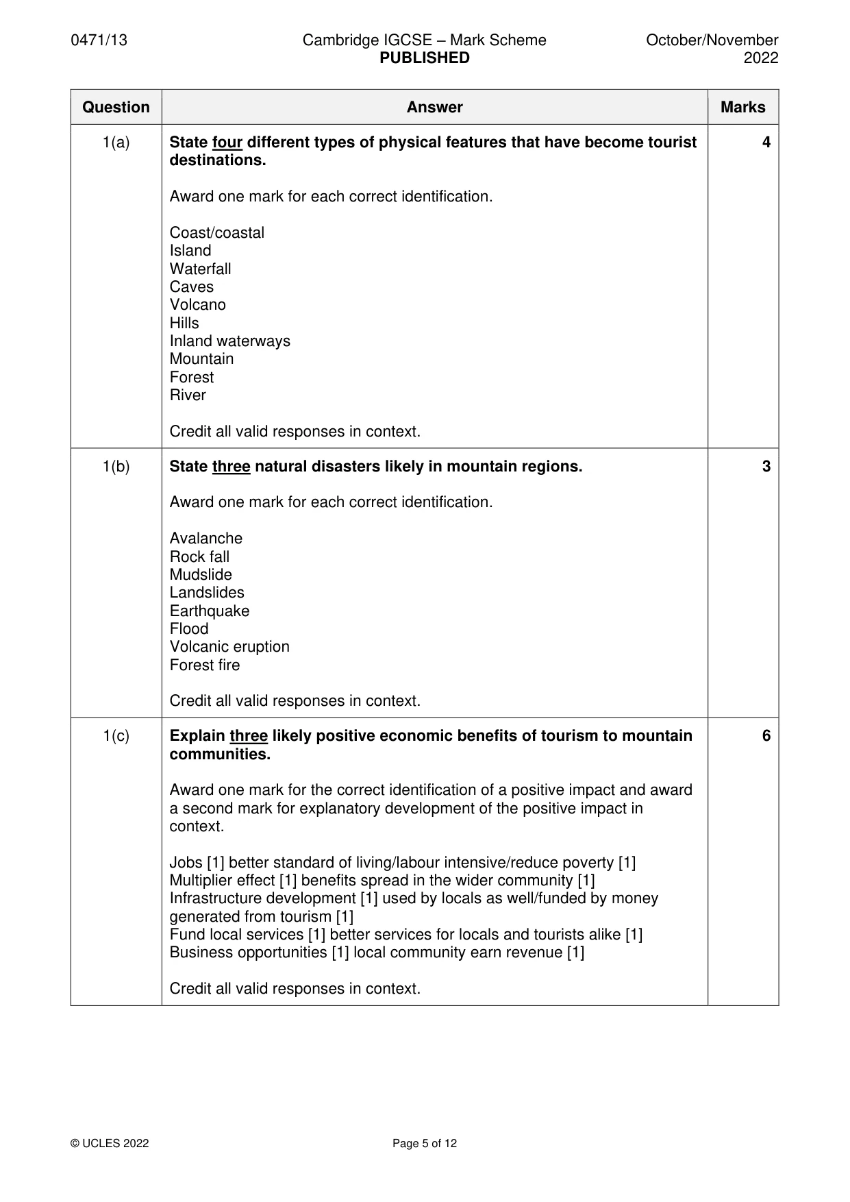 Mark scheme, page 5 of 12