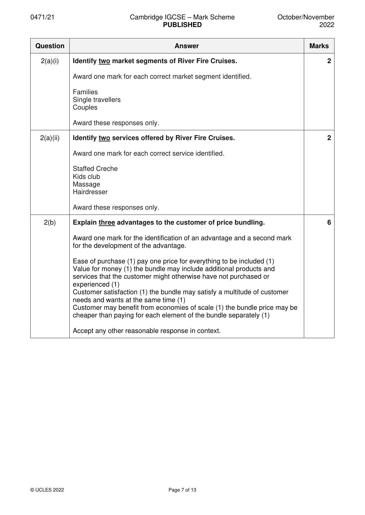 Mark scheme, page 7 of 13