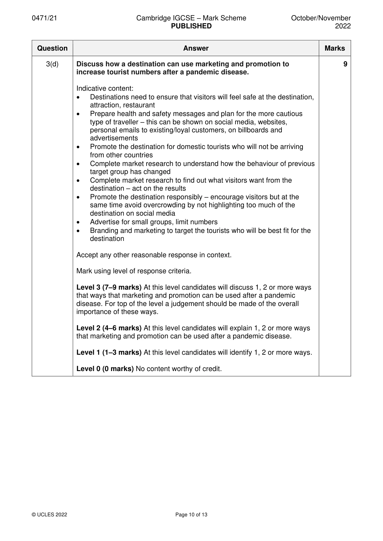 Mark scheme, page 10 of 13