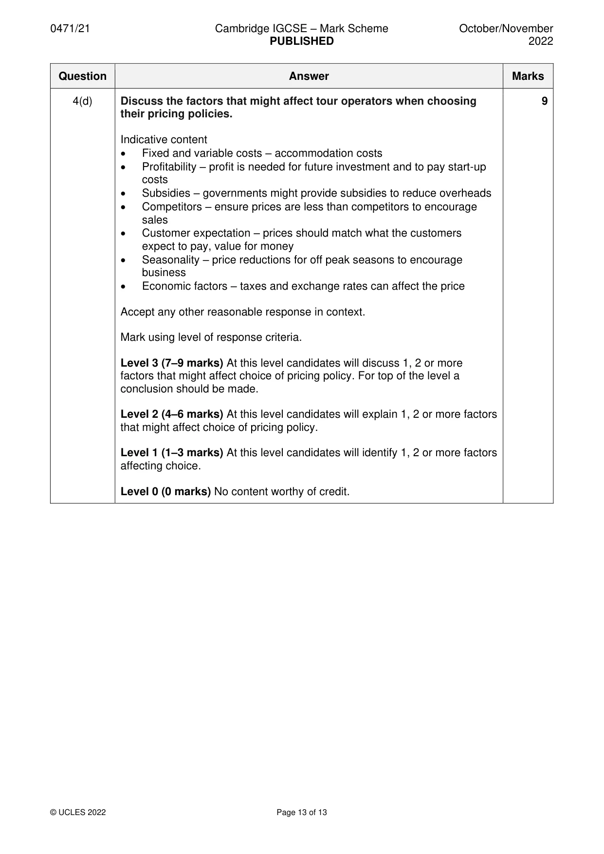 Mark scheme, page 13 of 13
