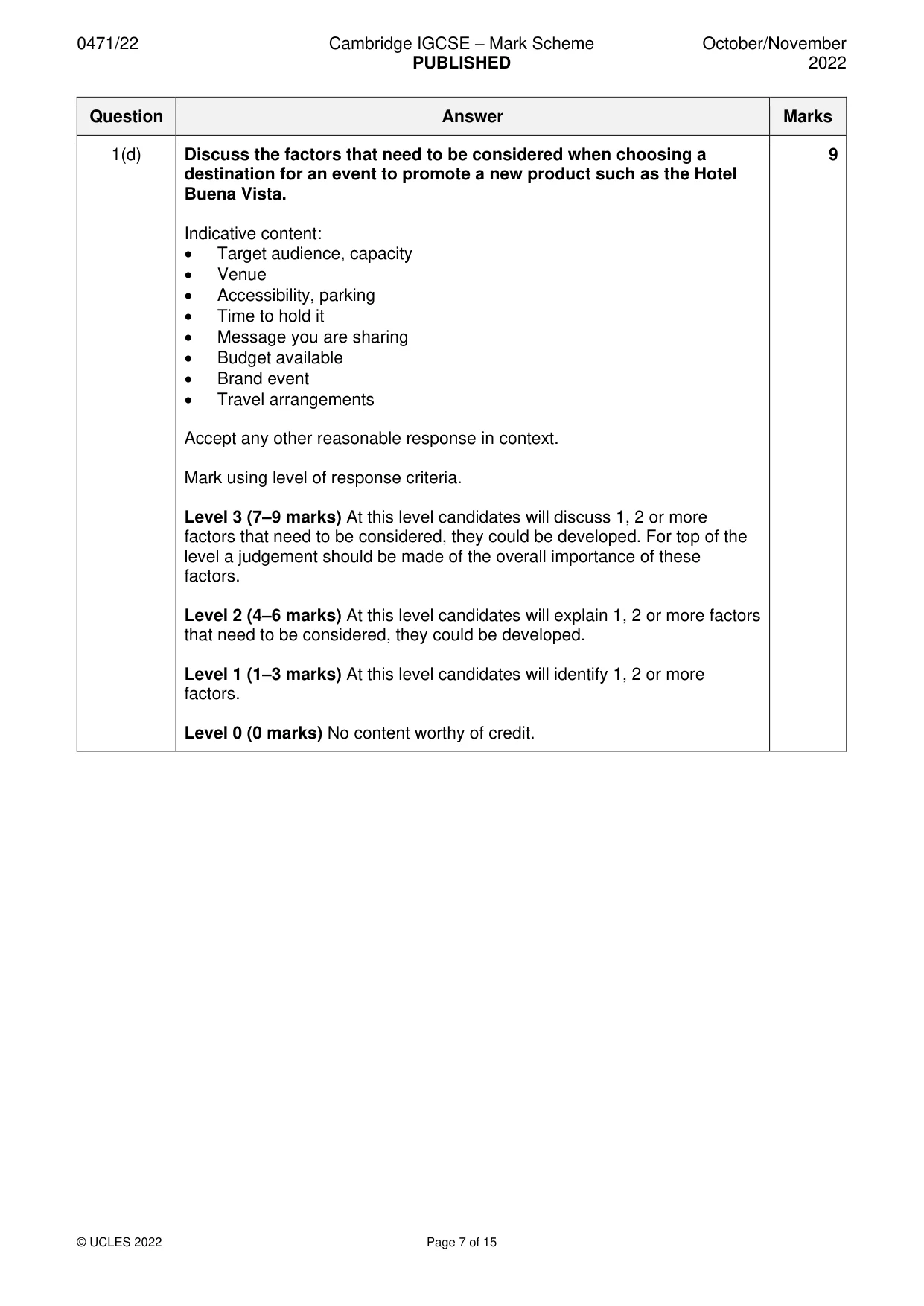Mark scheme, page 7 of 15