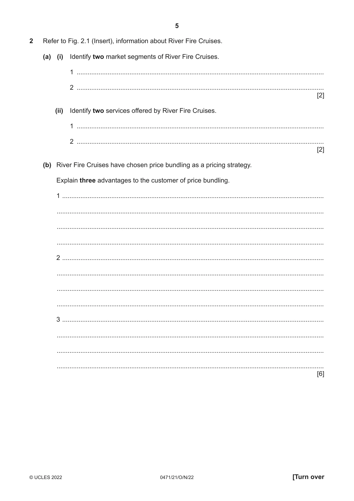 Cambridge IGCSE Travel and Tourism 0471 2022 Oct/Nov Paper 2 · Variant 1 question paper, page 5 of 16