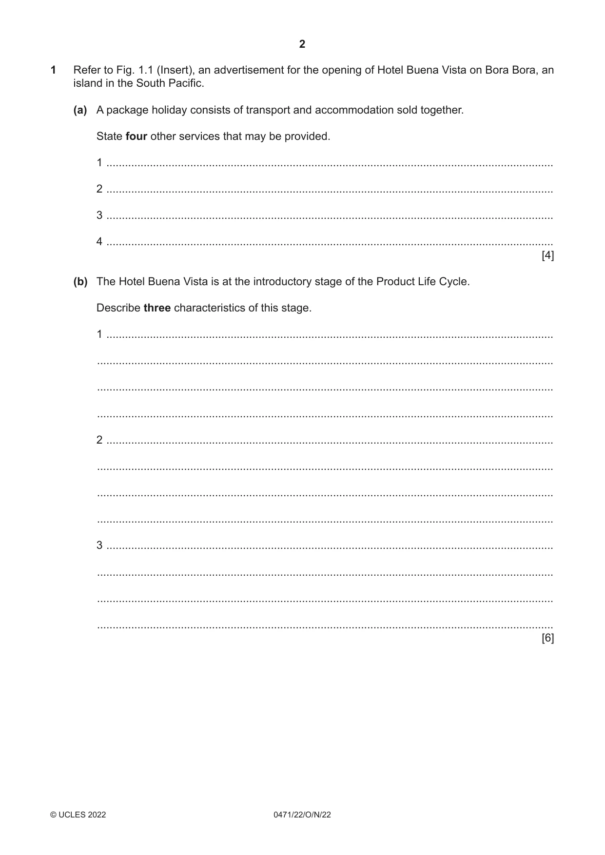 Cambridge IGCSE Travel and Tourism 0471 2022 Oct/Nov Paper 2 · Variant 2 question paper, page 2 of 16