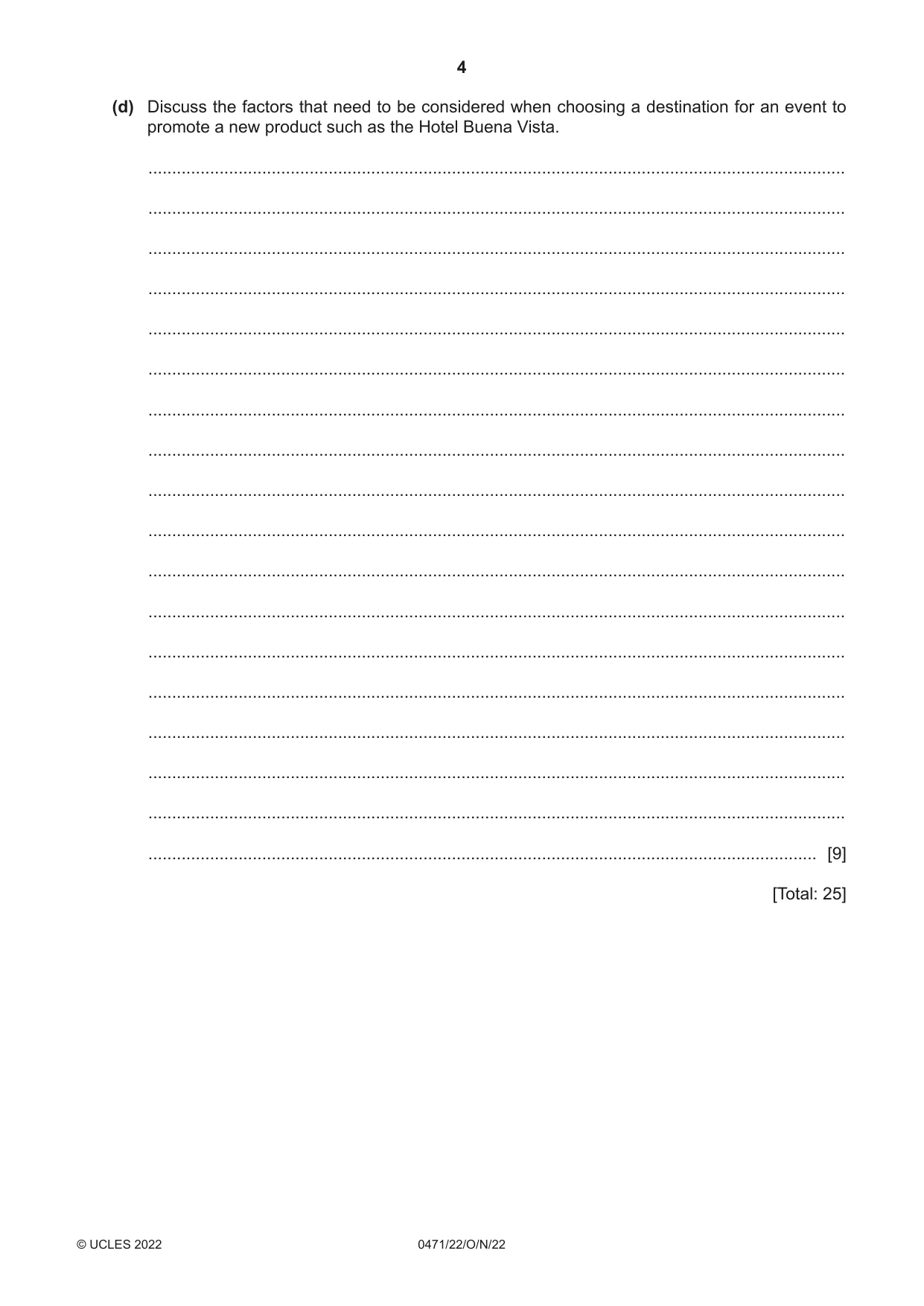 Cambridge IGCSE Travel and Tourism 0471 2022 Oct/Nov Paper 2 · Variant 2 question paper, page 4 of 16
