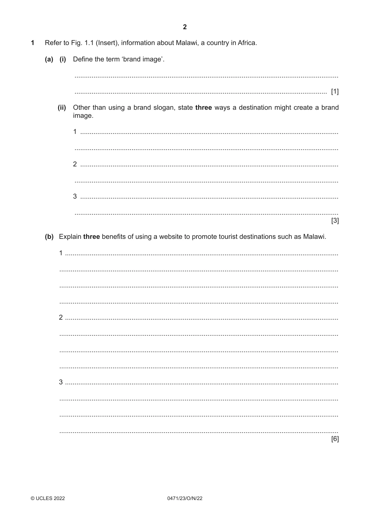Cambridge IGCSE Travel and Tourism 0471 2022 Oct/Nov Paper 2 · Variant 3 question paper, page 2 of 16