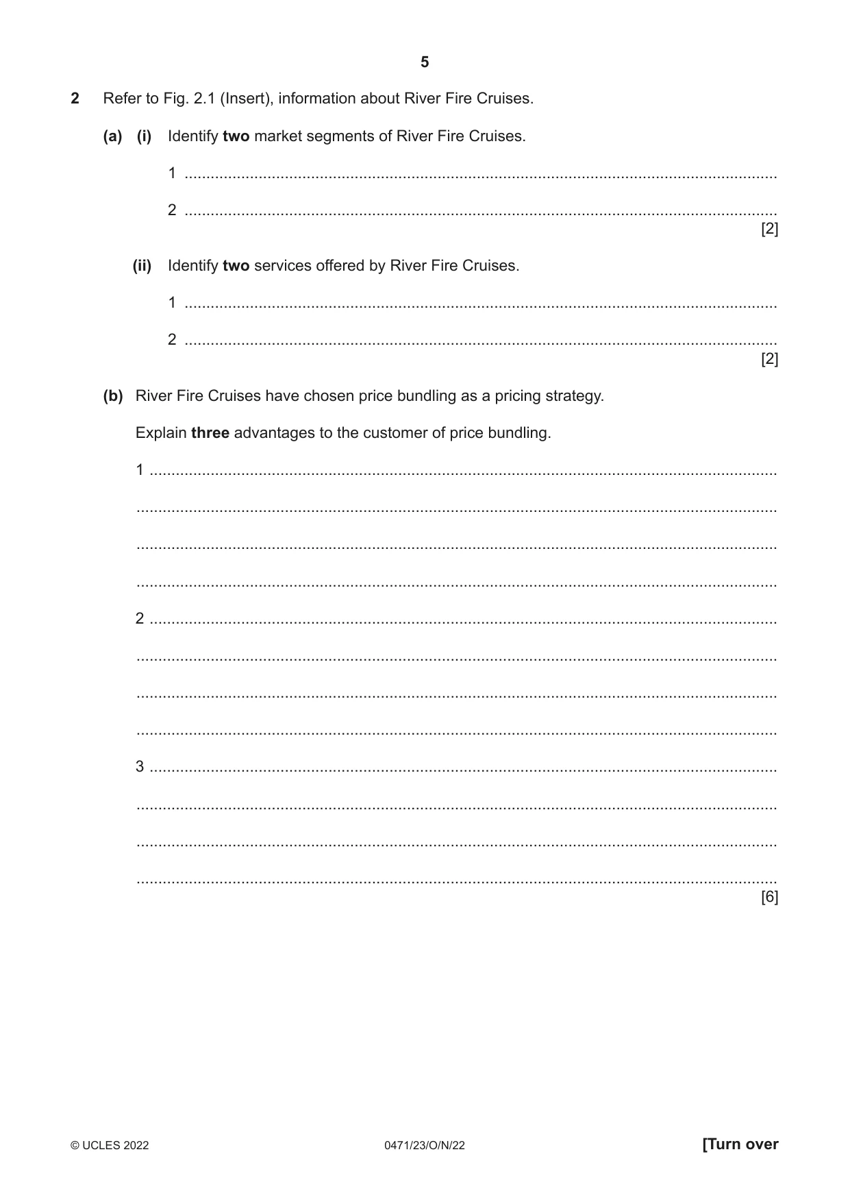 Cambridge IGCSE Travel and Tourism 0471 2022 Oct/Nov Paper 2 · Variant 3 question paper, page 5 of 16