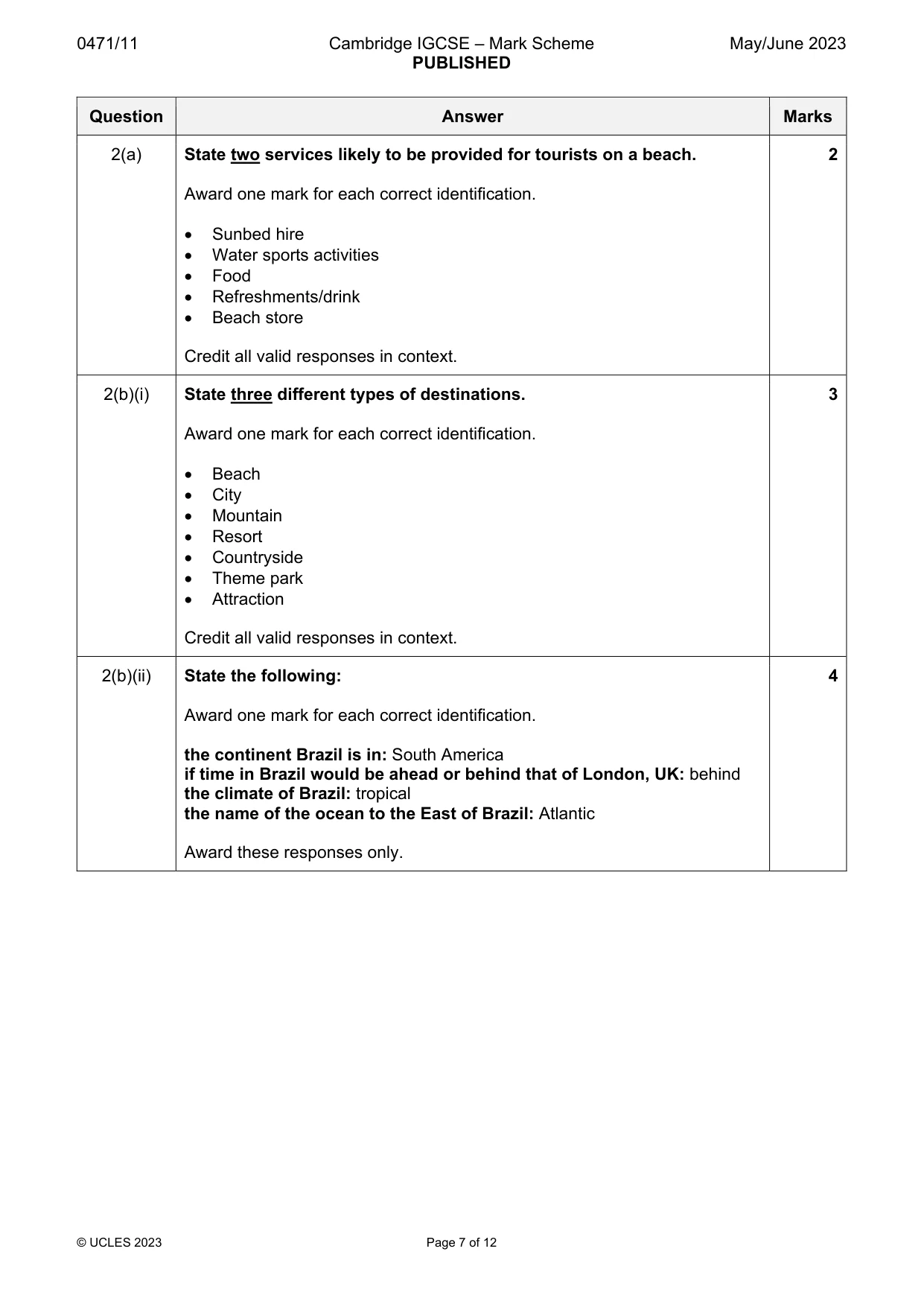 Mark scheme, page 7 of 12