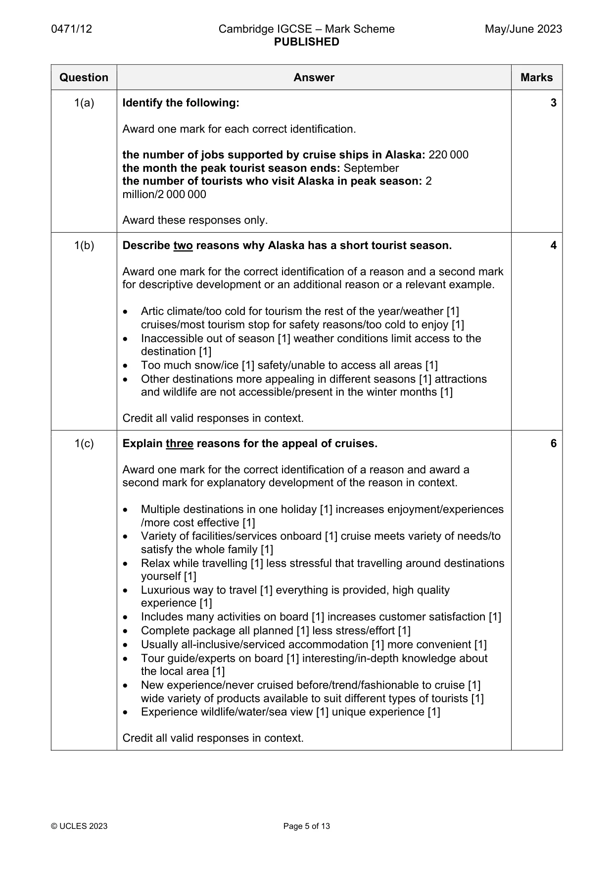 Mark scheme, page 5 of 13