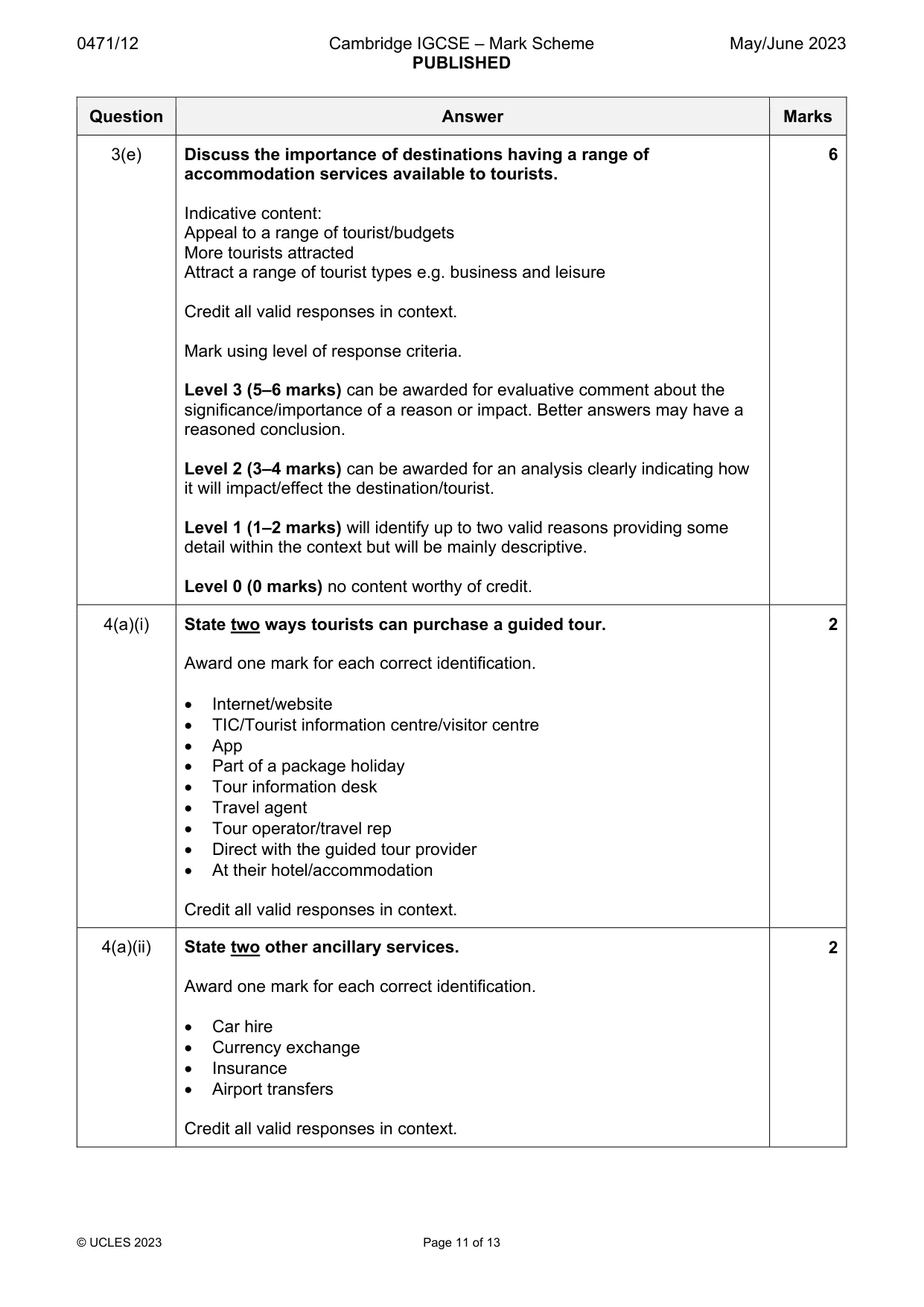 Mark scheme, page 11 of 13