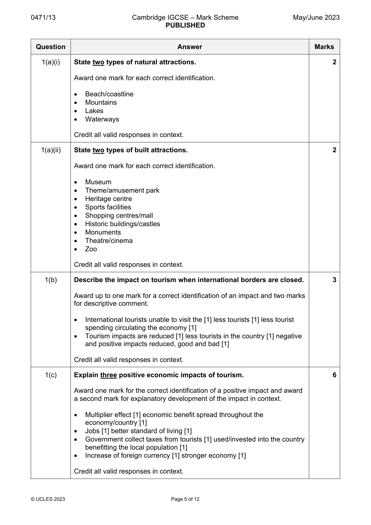 Mark scheme, page 5 of 12