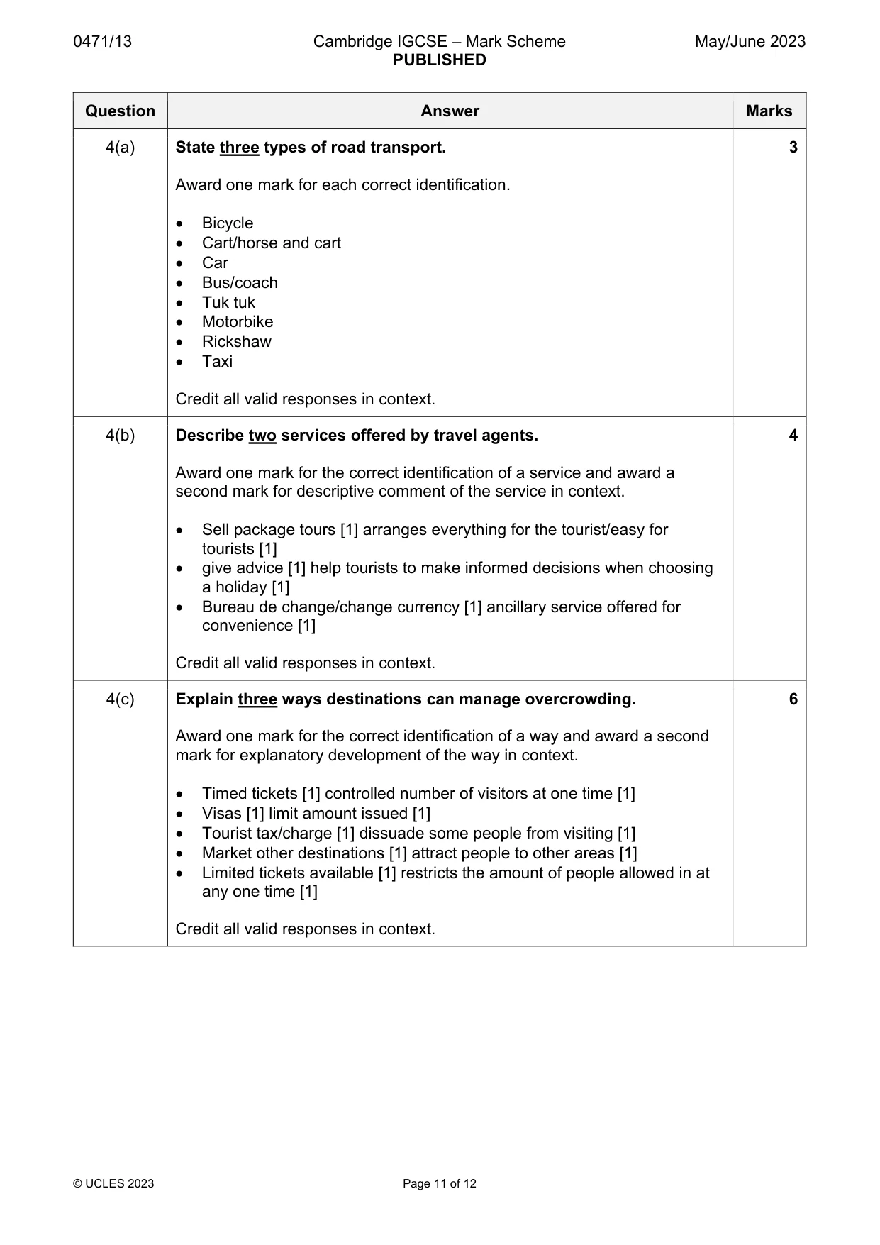 Mark scheme, page 11 of 12