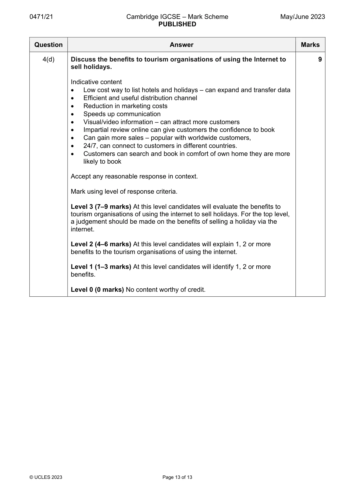 Mark scheme, page 13 of 13