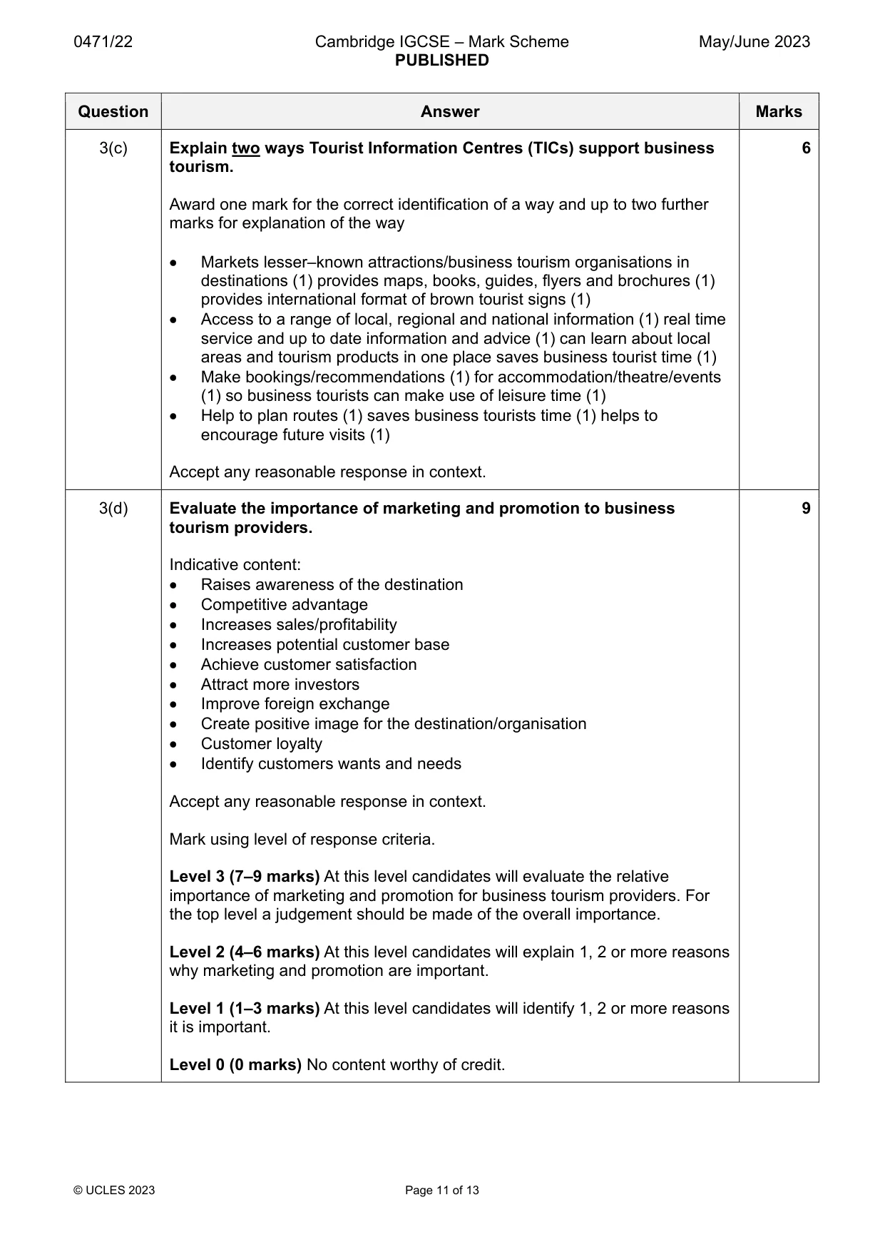 Mark scheme, page 11 of 13