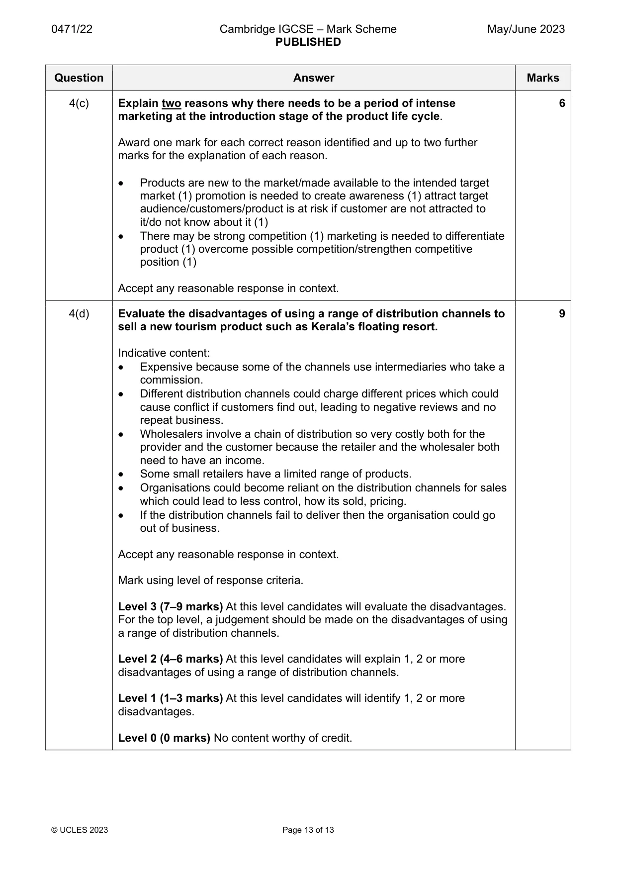 Mark scheme, page 13 of 13