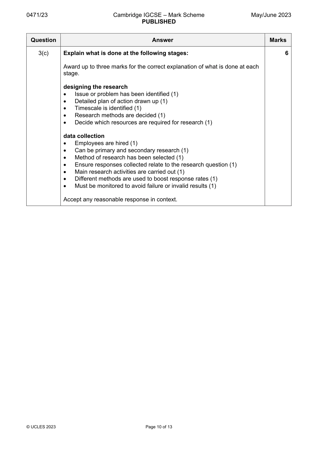 Mark scheme, page 10 of 13