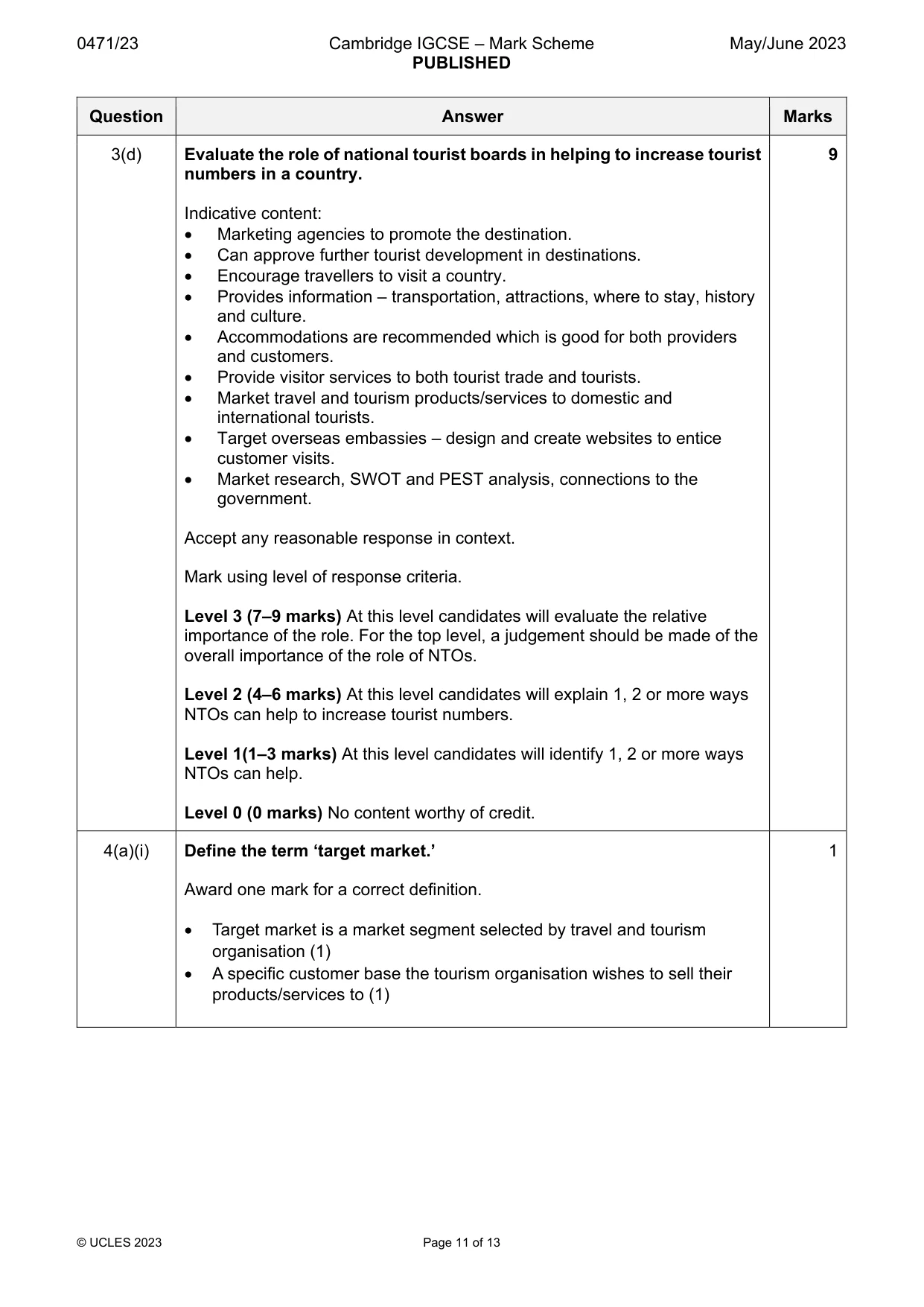 Mark scheme, page 11 of 13
