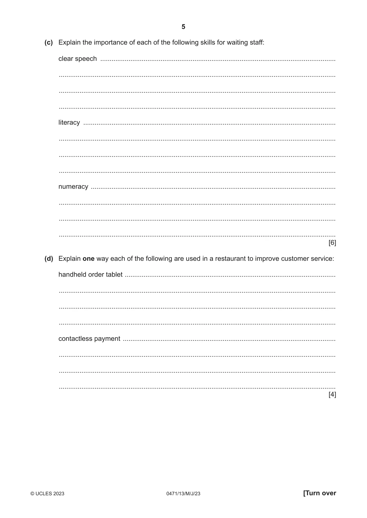 Cambridge IGCSE Travel and Tourism 0471 2023 May/June Paper 1 · Variant 3 question paper, page 5 of 12