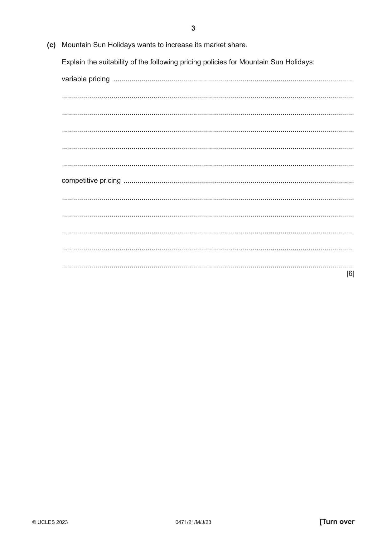 Cambridge IGCSE Travel and Tourism 0471 2023 May/June Paper 2 · Variant 1 question paper, page 3 of 16