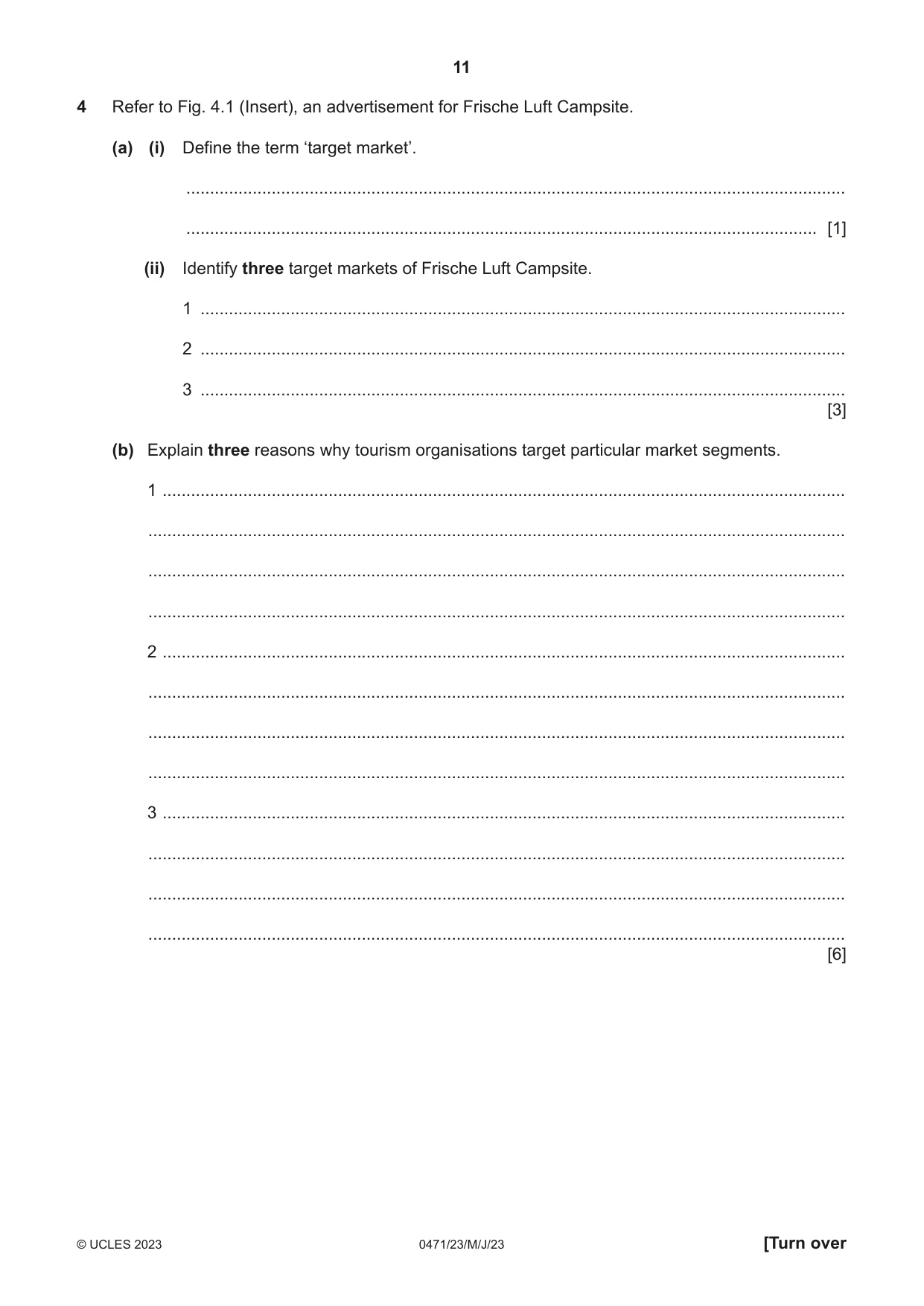 Cambridge IGCSE Travel and Tourism 0471 2023 May/June Paper 2 · Variant 3 question paper, page 11 of 16