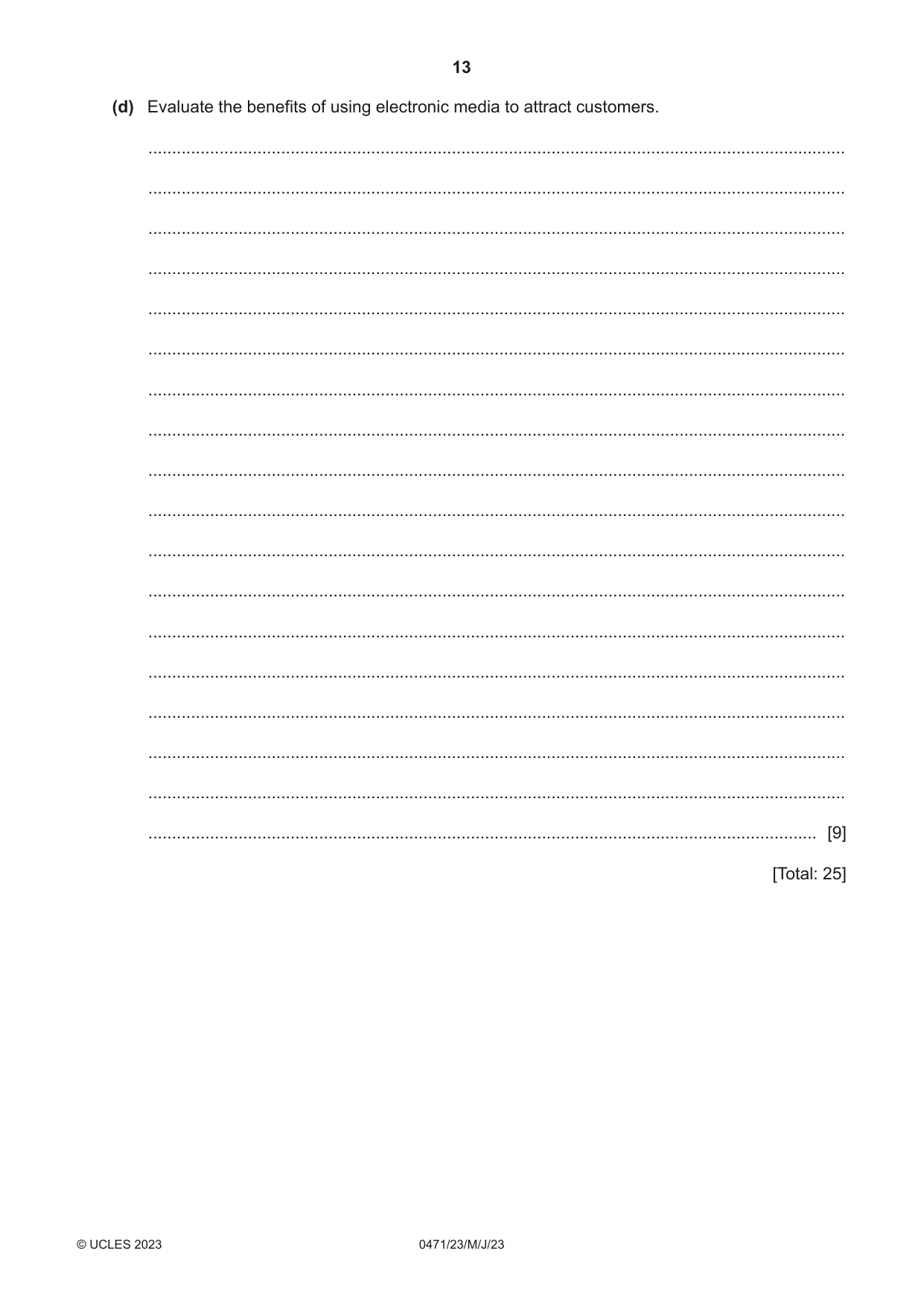 Cambridge IGCSE Travel and Tourism 0471 2023 May/June Paper 2 · Variant 3 question paper, page 13 of 16