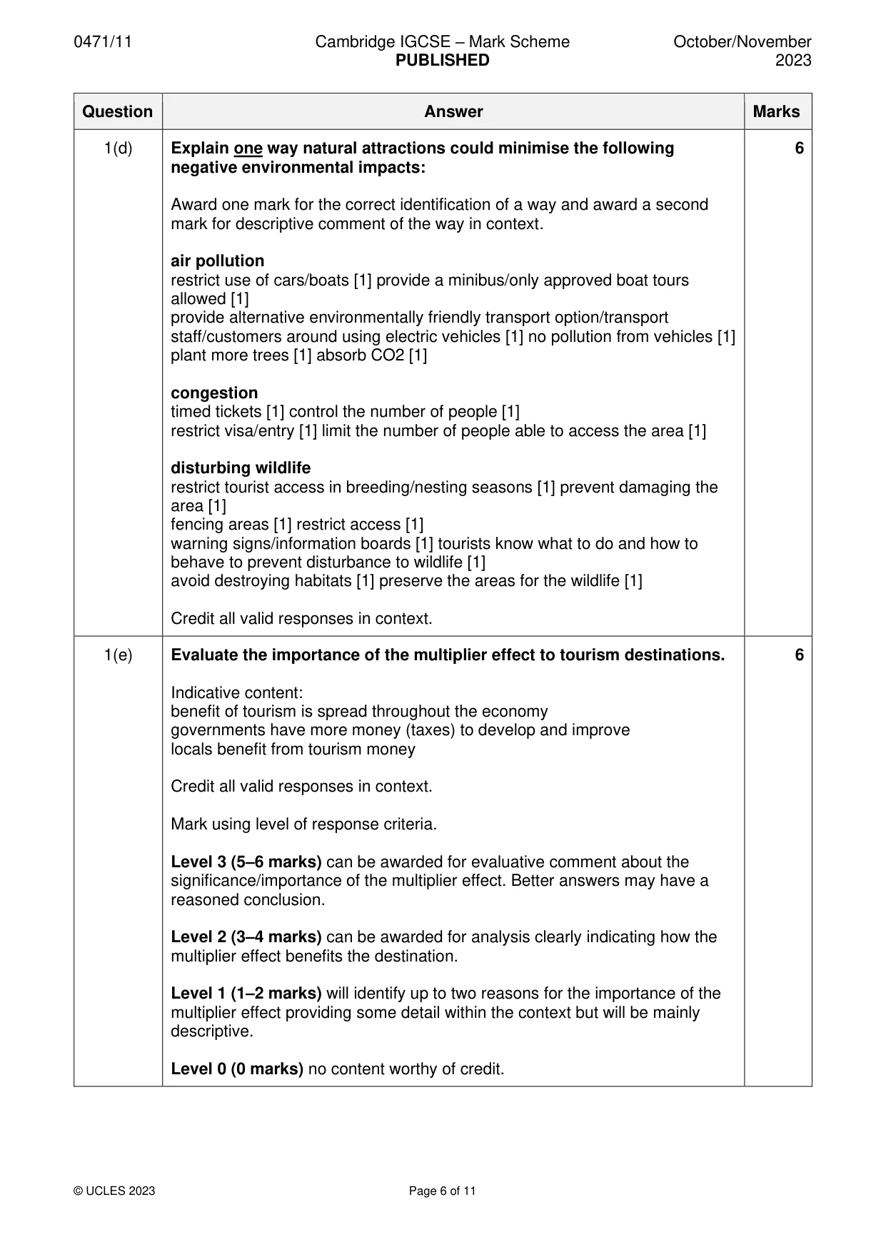 Mark scheme, page 6 of 11