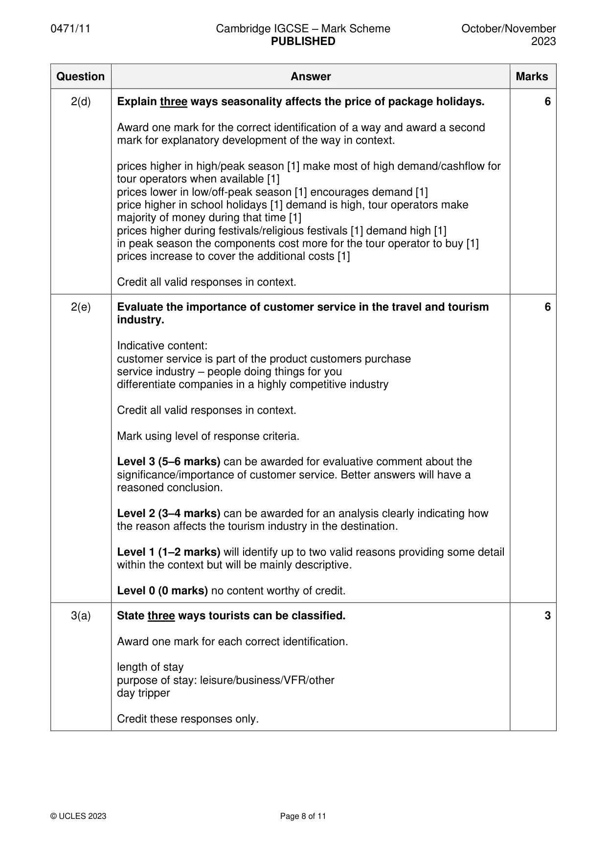Mark scheme, page 8 of 11