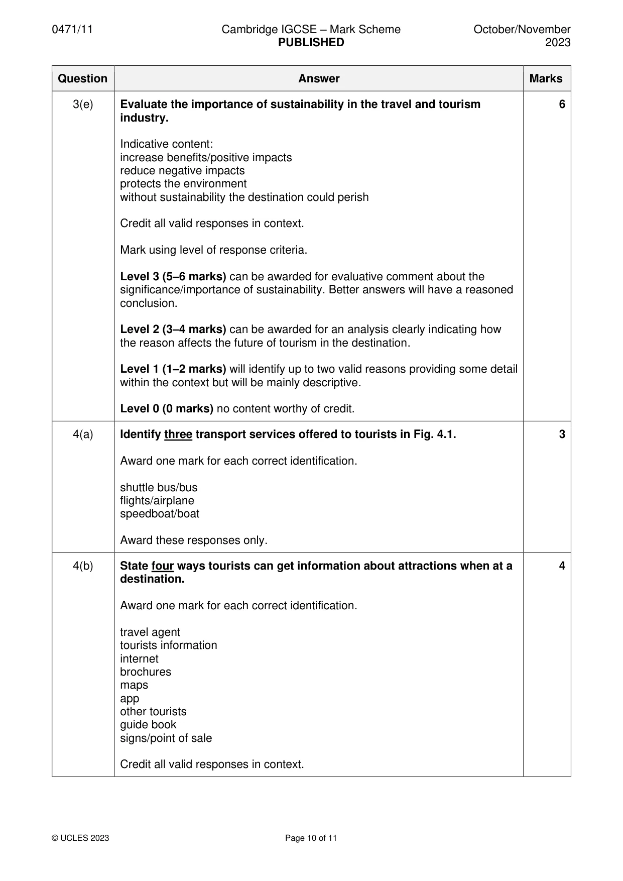 Mark scheme, page 10 of 11