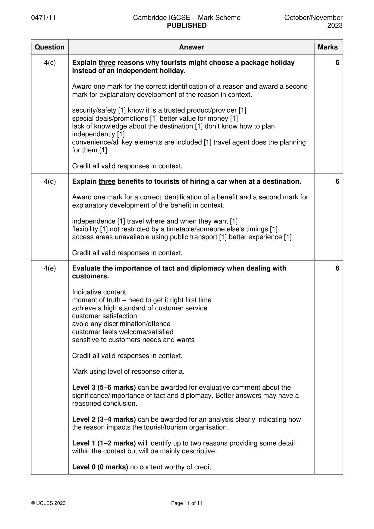 Mark scheme, page 11 of 11
