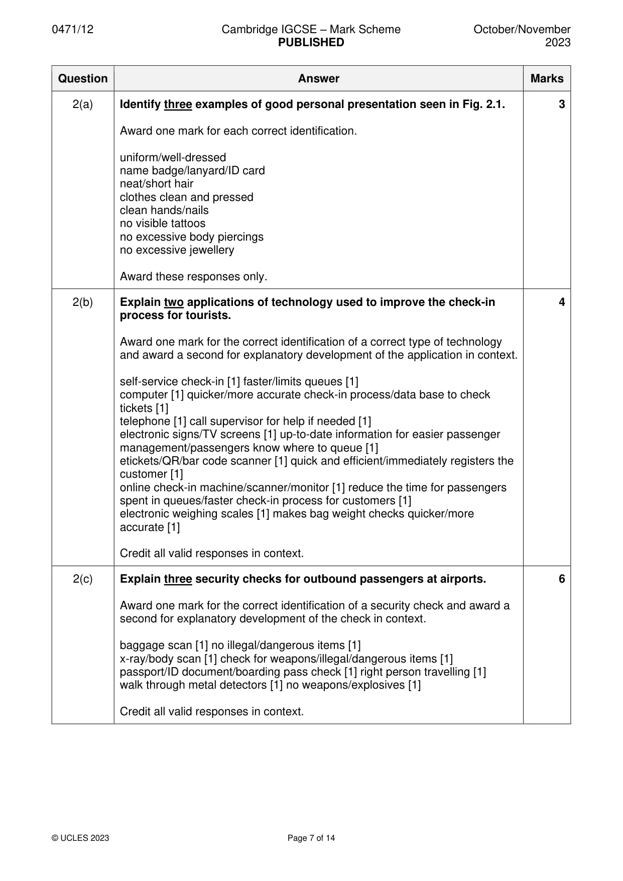 Mark scheme, page 7 of 14