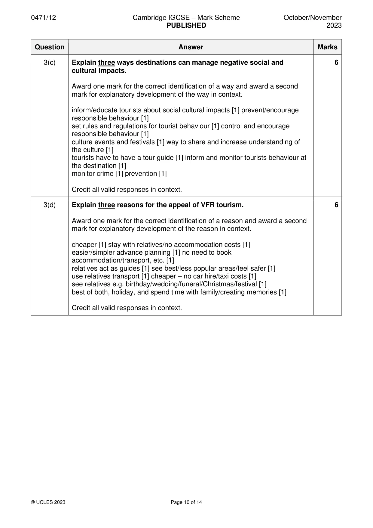 Mark scheme, page 10 of 14