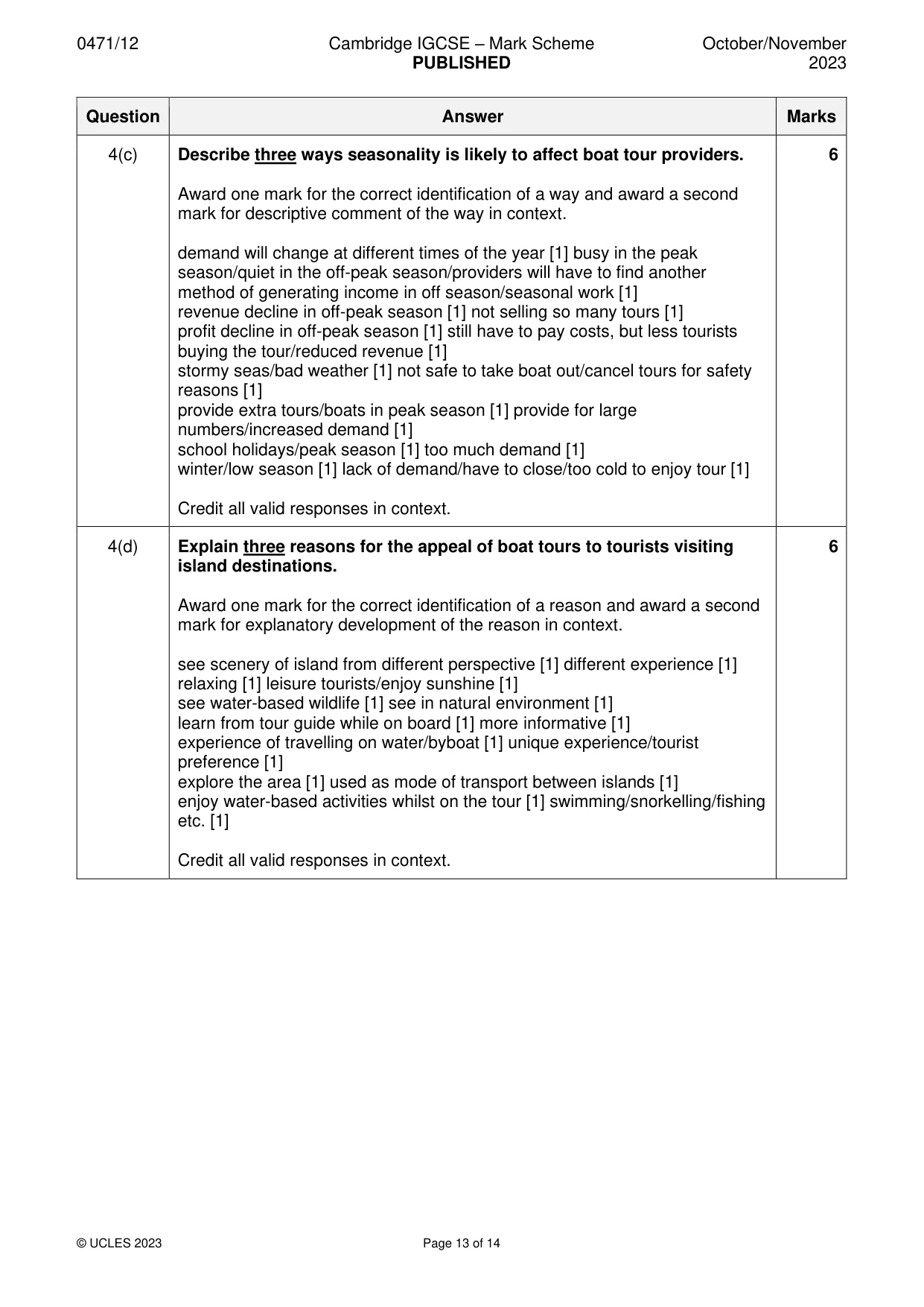 Mark scheme, page 13 of 14