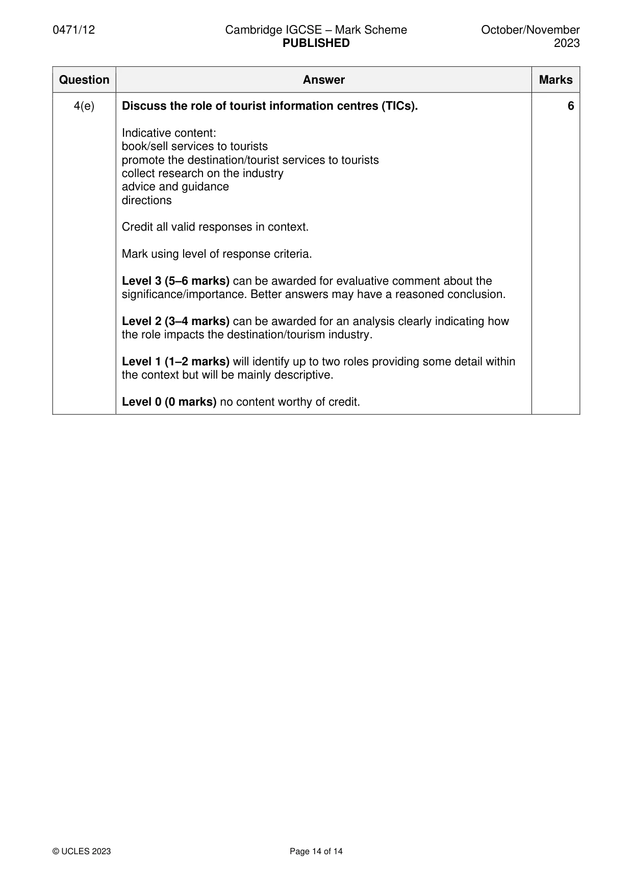 Mark scheme, page 14 of 14