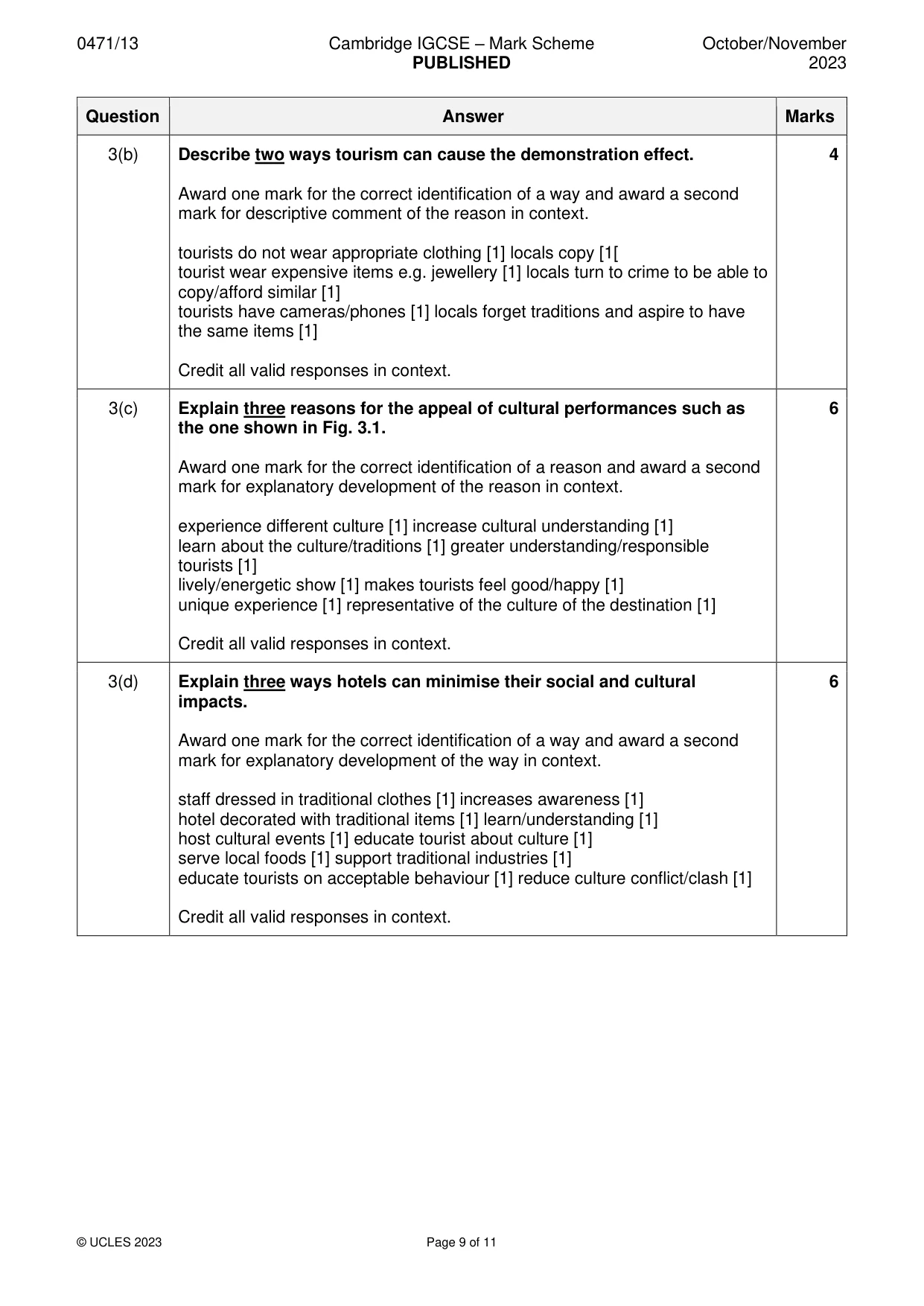 Mark scheme, page 9 of 11